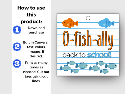 Editable O-Fish-Ally Back to School Gift Tag