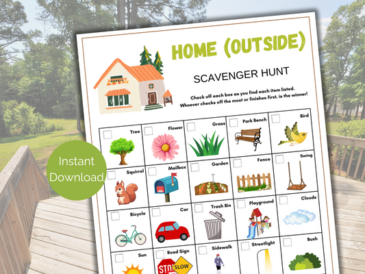 Outdoor Home Scavenger Hunt for kids