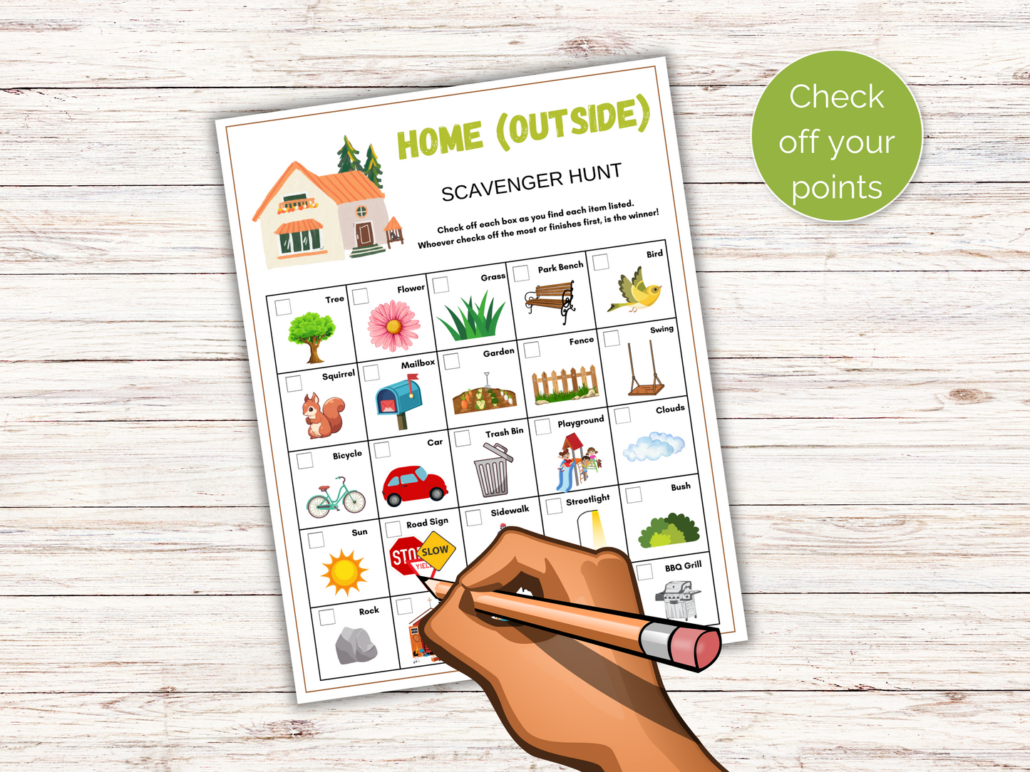 Outdoor Home Scavenger Hunt for kids