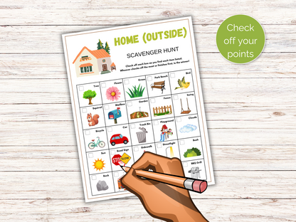 Outdoor Home Scavenger Hunt for kids
