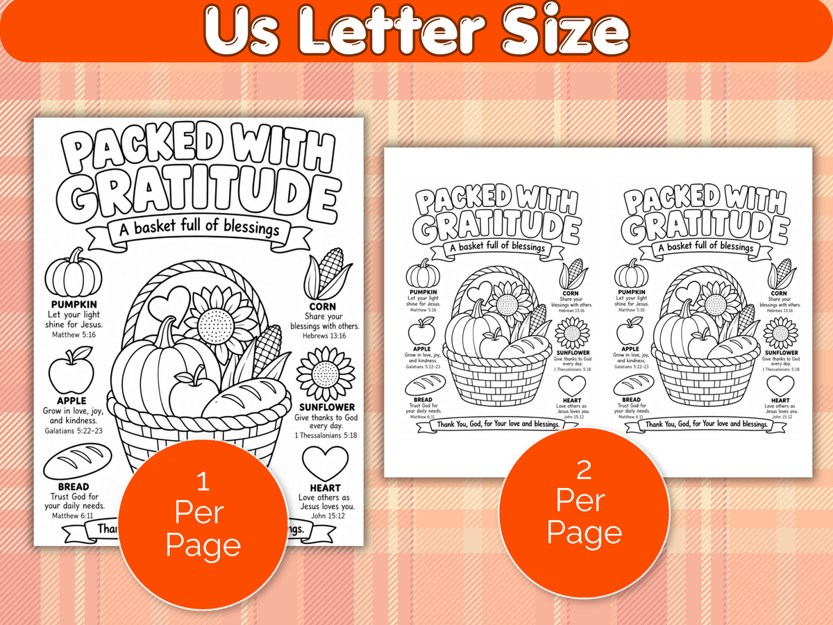 Packed with Gratitude Christian Thanksgiving Coloring Page