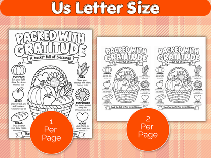 Packed with Gratitude Christian Thanksgiving Coloring Page