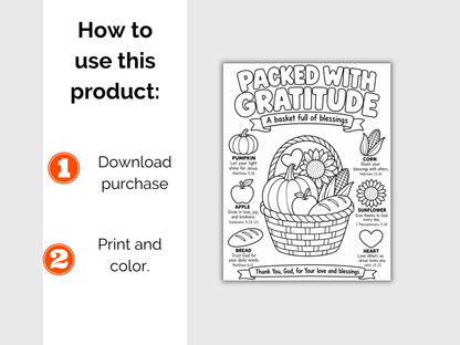 Packed with Gratitude Christian Thanksgiving Coloring Page