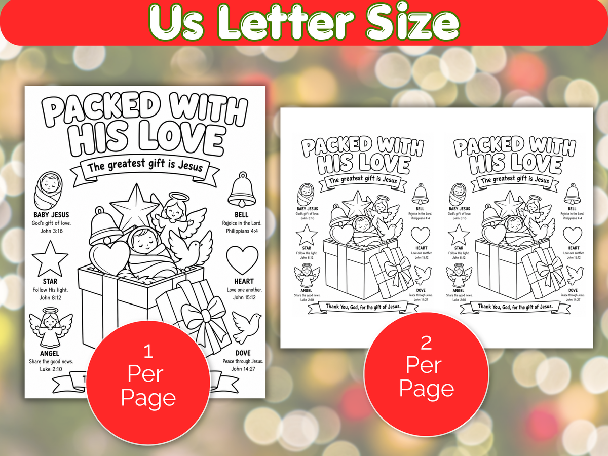 Packed with His Love Christian Christmas Coloring Page