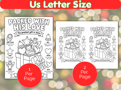 Packed with His Love Christian Christmas Coloring Page
