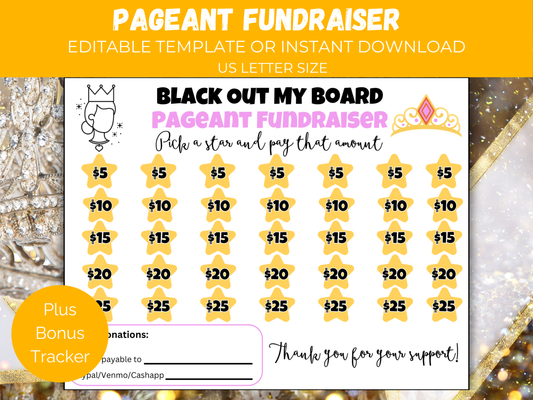 Editable Pageant Black Out My Board Fundraiser