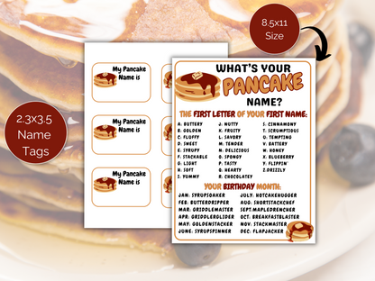 What's Your Pancake Name Game + Name Tags