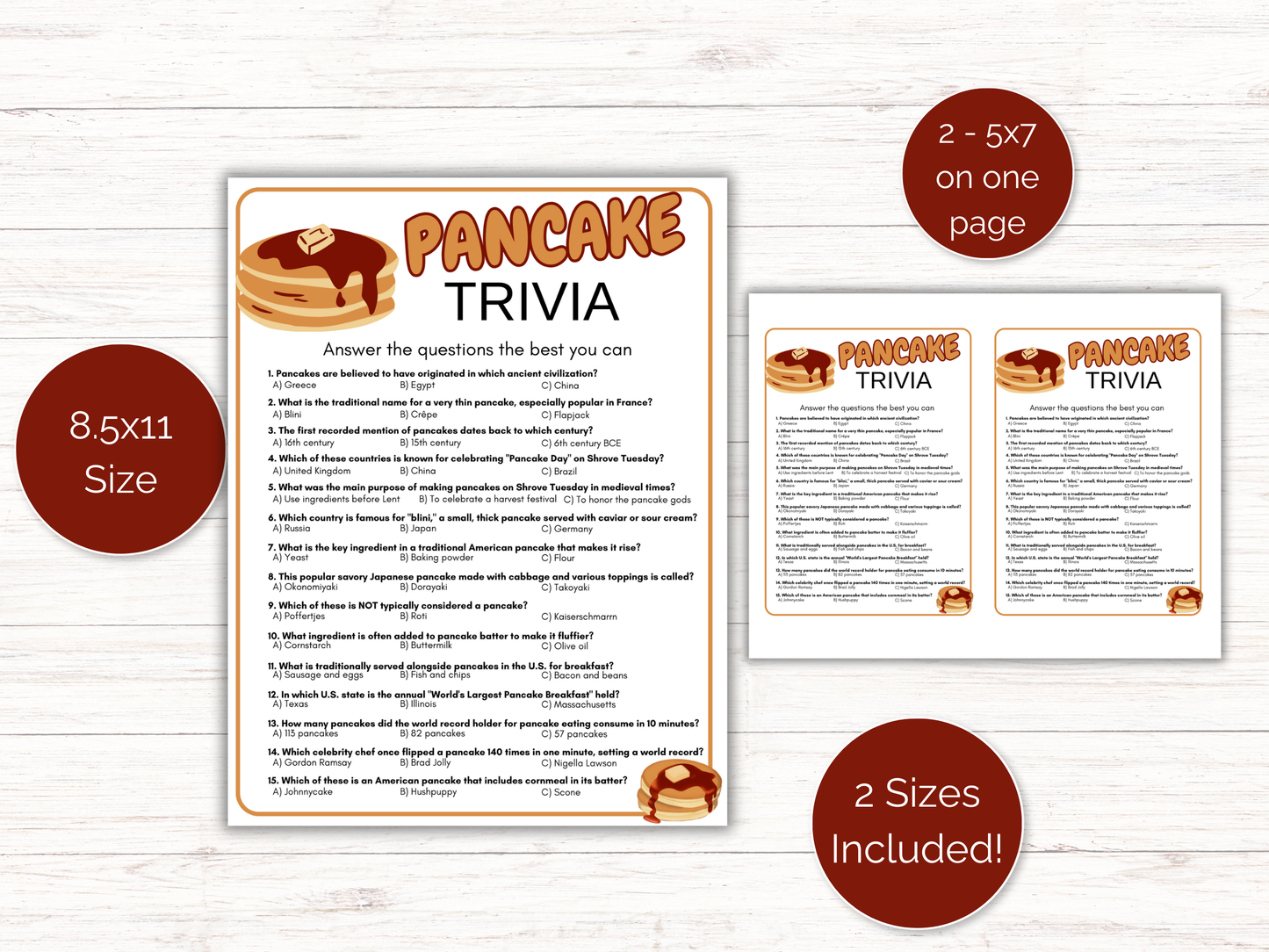 Pancake Trivia Game