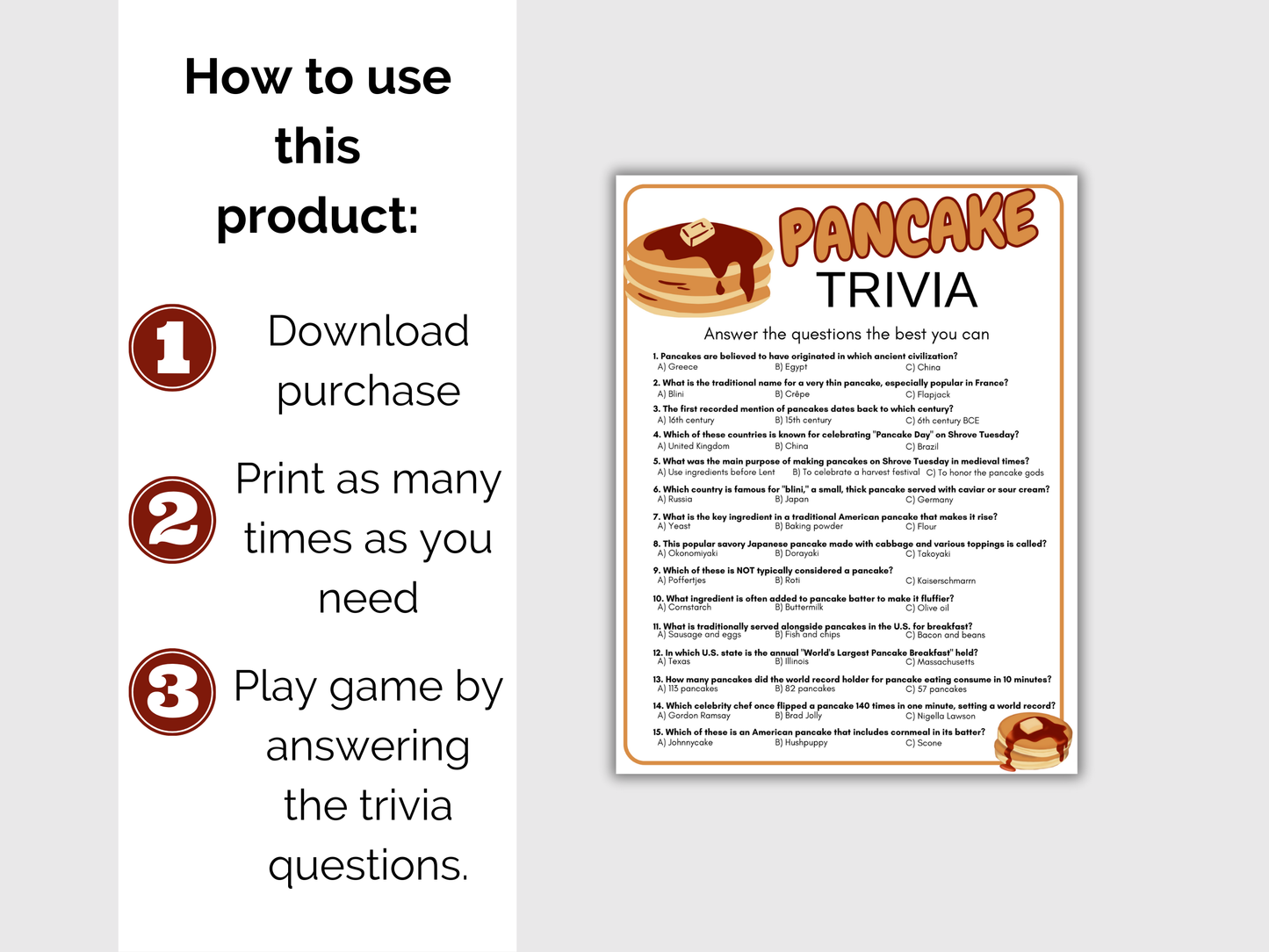 Pancake Trivia Game