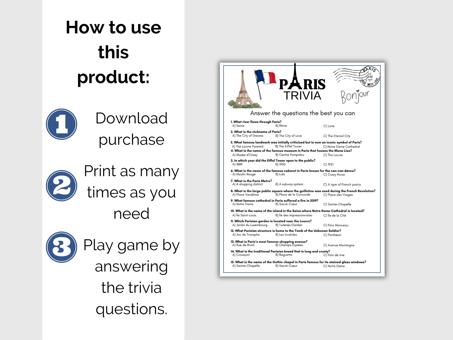 Paris Trivia Game