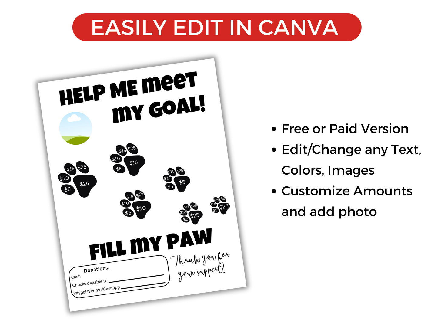 Editable Fill My Paw Fundraiser Template