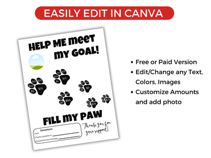 Editable Fill My Paw Fundraiser Template