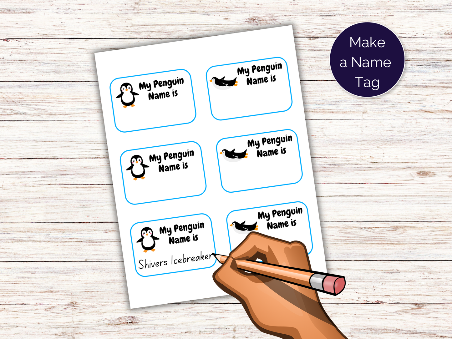 What's Your Penguin Name Game + Name Tags