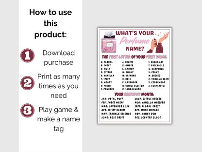 What's Your Perfume Name Game + Name Tags