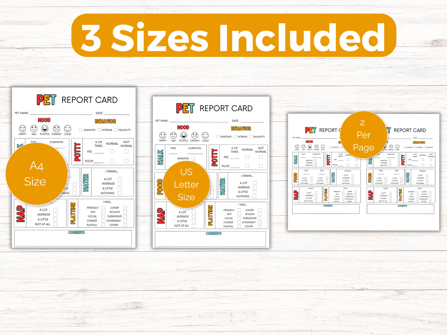 EDITABLE Pet Report Card