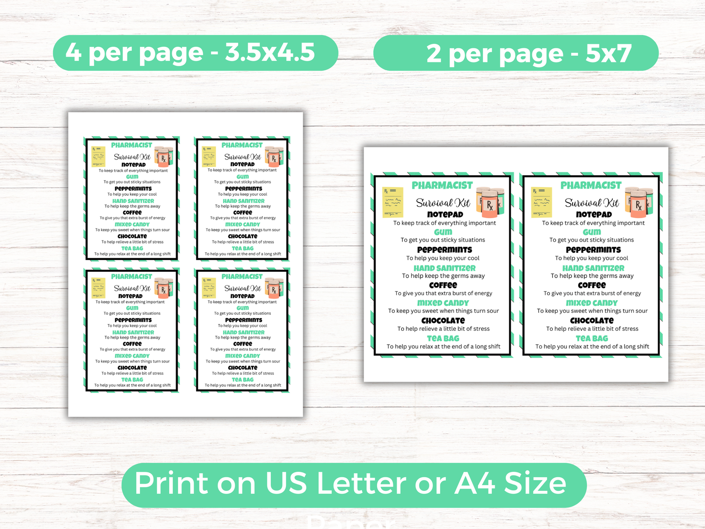 Editable Pharmacist Survival Kit Gift Tags