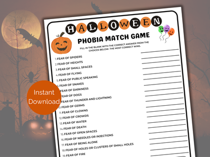 Halloween Name The Phobia Game