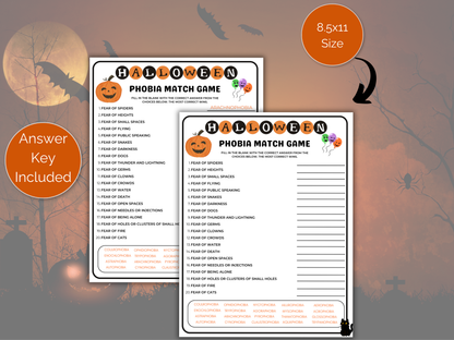 Halloween Name The Phobia Game