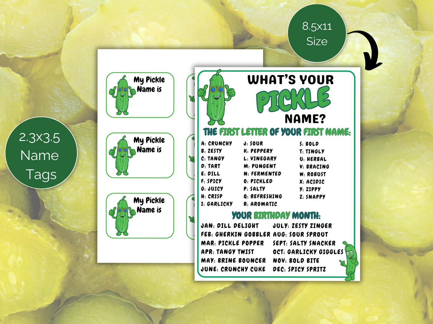What's Your Pickle Name Game + Name Tags