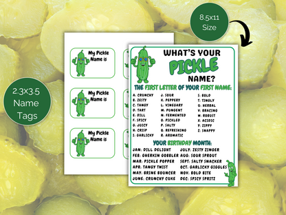 What's Your Pickle Name Game + Name Tags