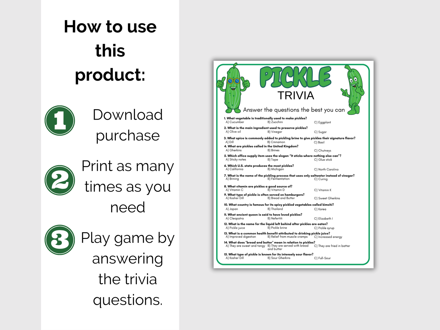 Pickle Trivia Game