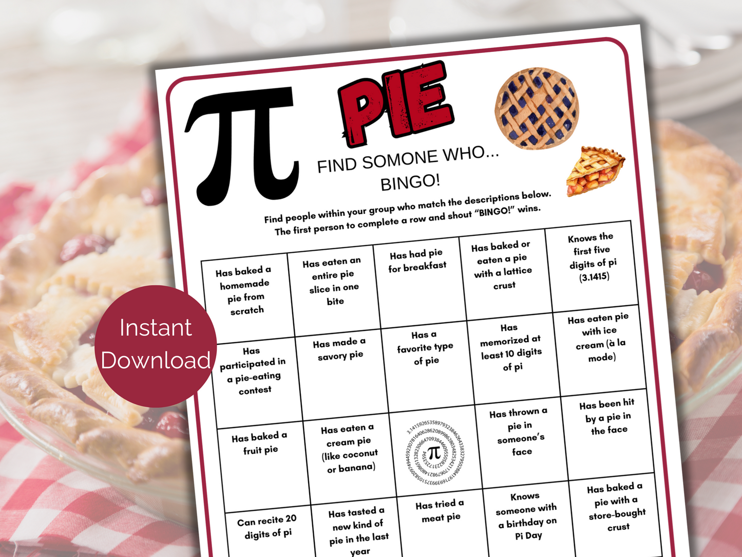 Pi Day Find Someone Who