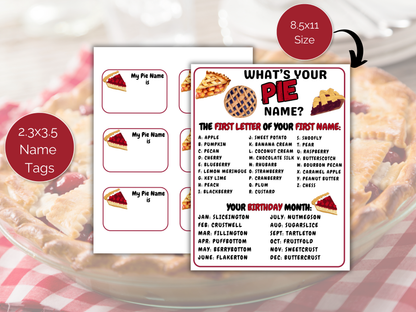 What's Your Pie Name Game + Name Tags