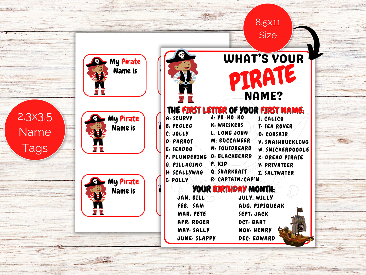 What's Your Pirate Name Game + Name Tags