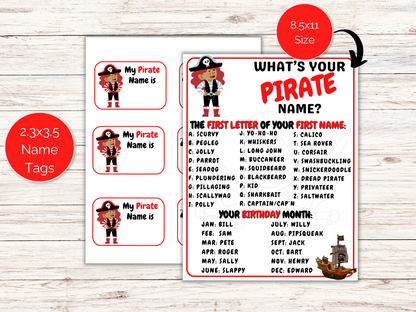 What's Your Pirate Name Game + Name Tags