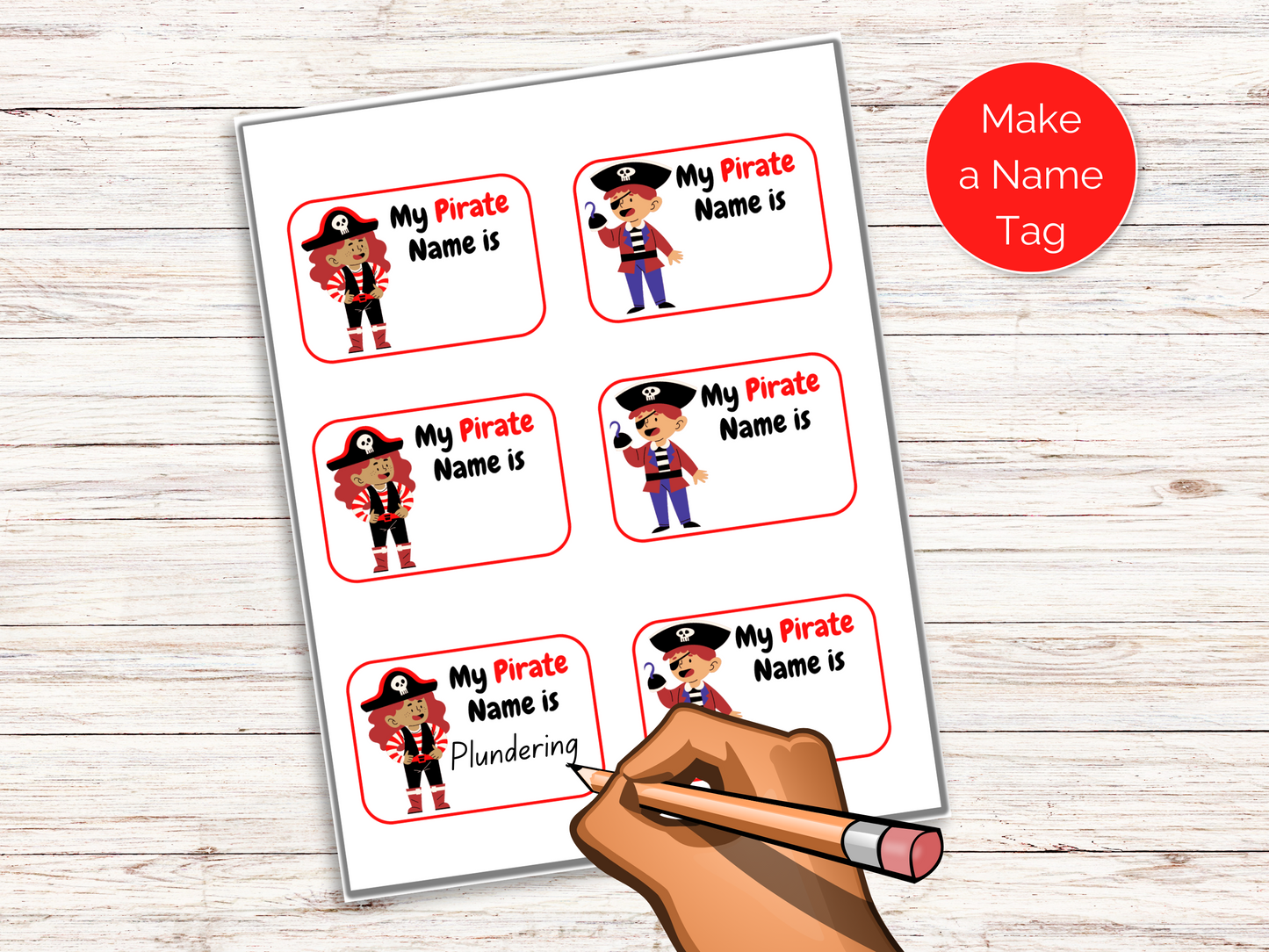 What's Your Pirate Name Game + Name Tags