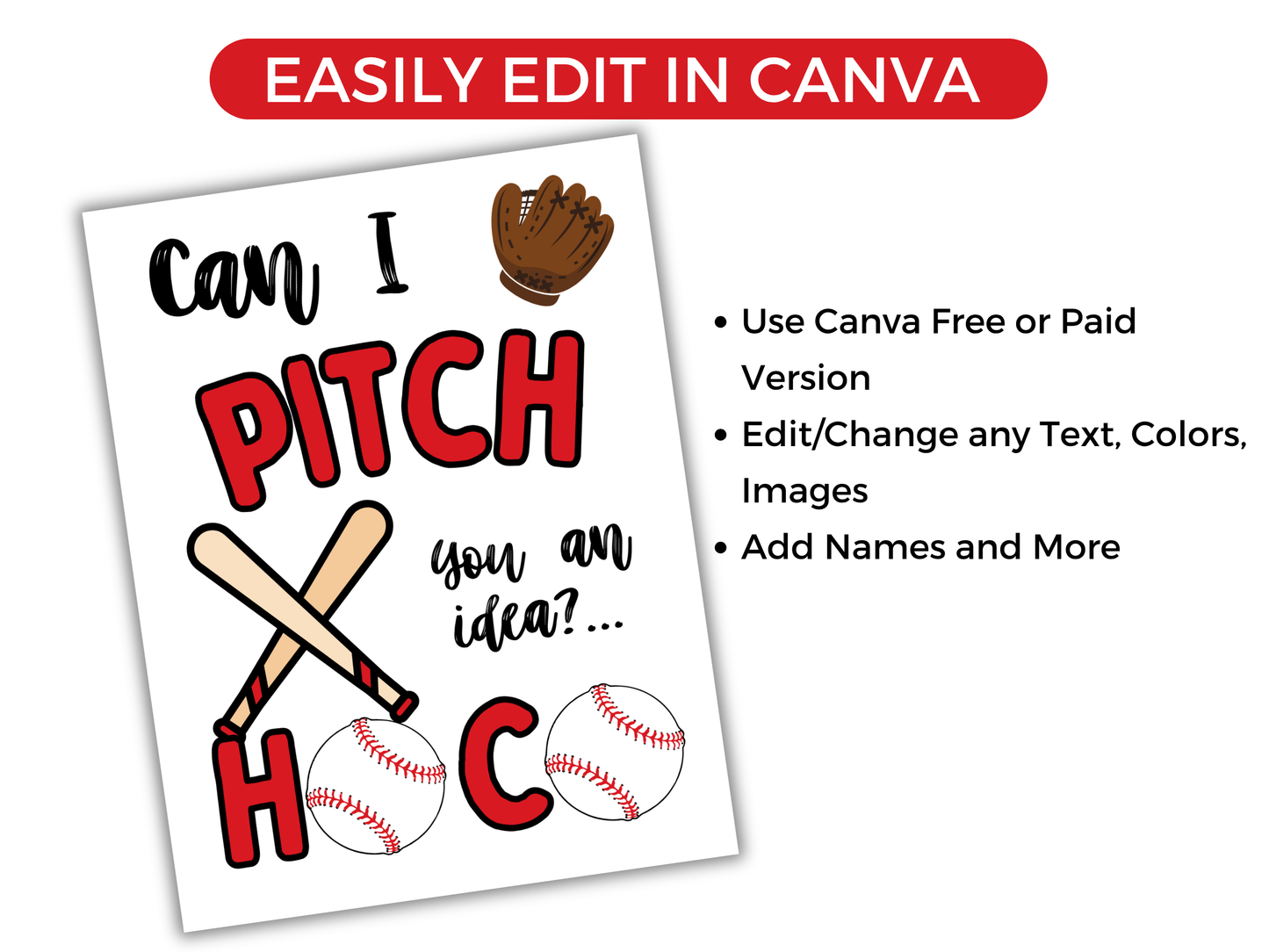 Editable Baseball Homecoming Proposal Sign