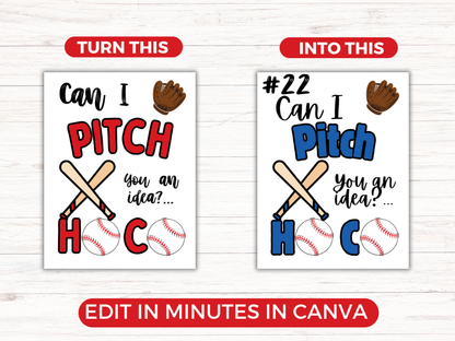 Editable Baseball Homecoming Proposal Sign