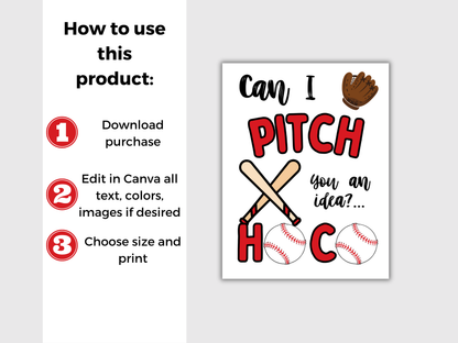 Editable Baseball Homecoming Proposal Sign