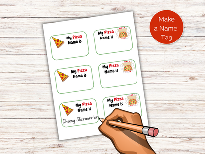 What's Your Pizza Name Game + Name Tags