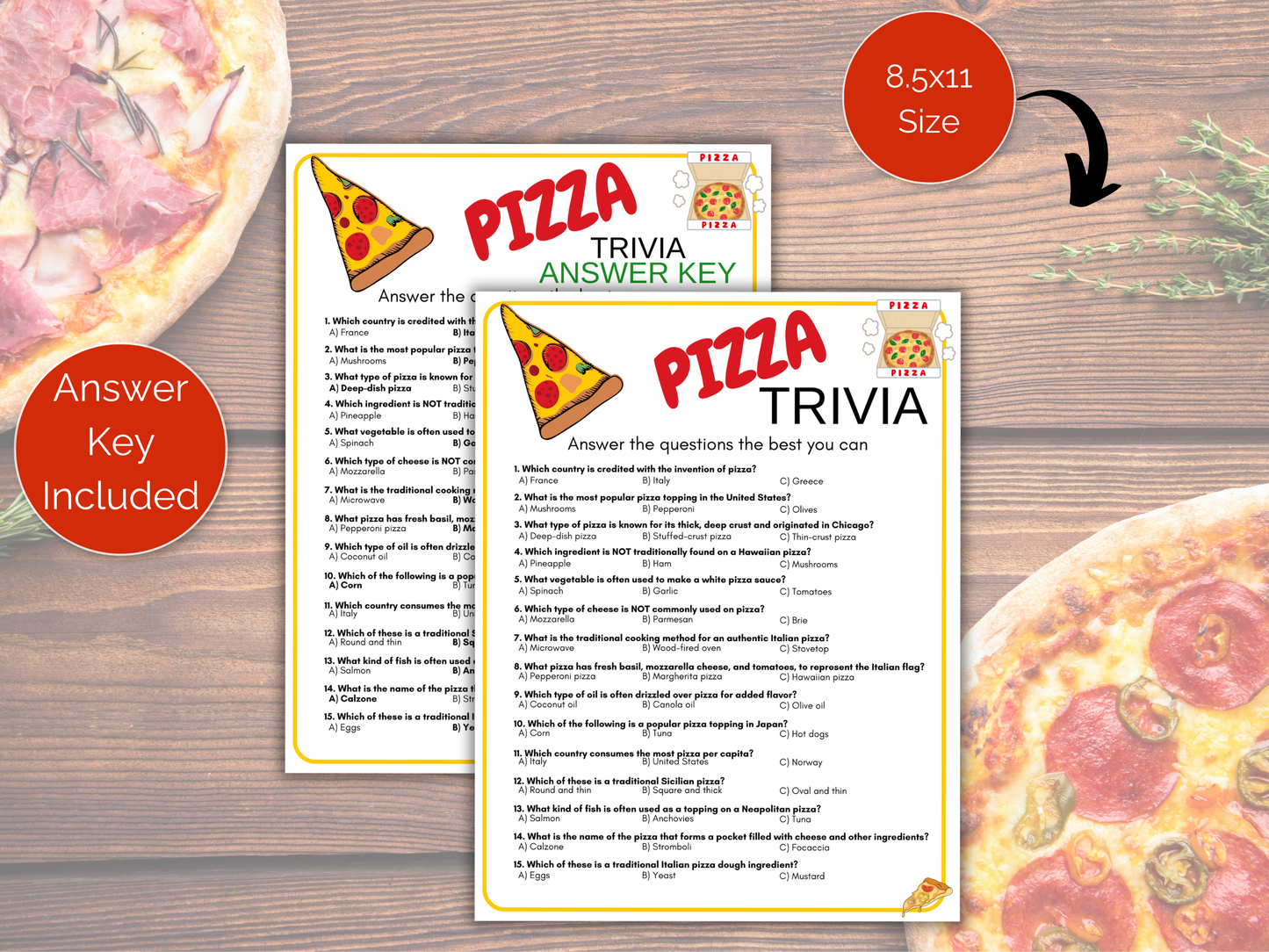 Pizza Trivia Game