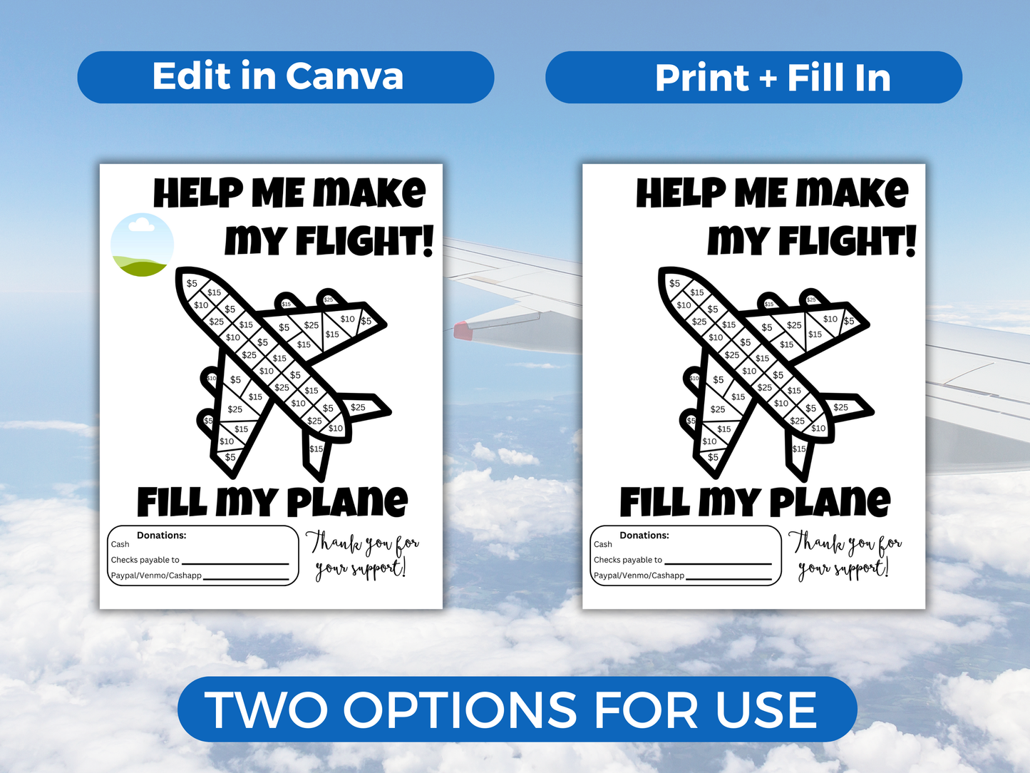 Editable Fill My Plane Fundraiser Template