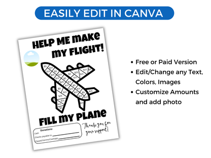 Editable Fill My Plane Fundraiser Template