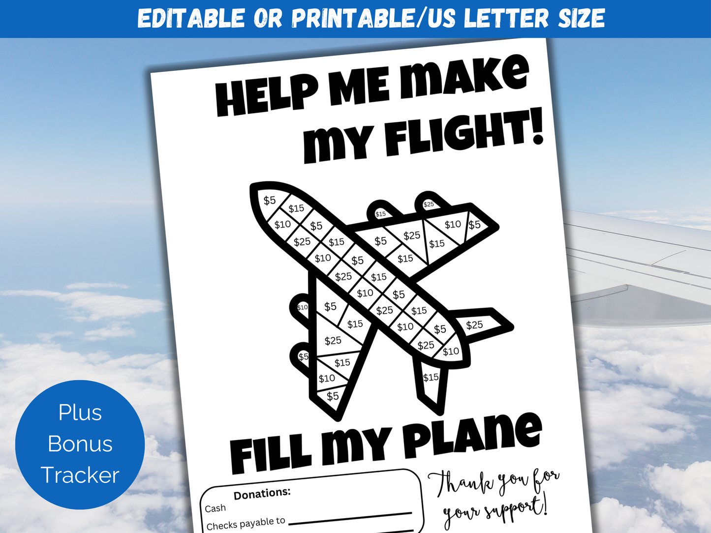 Editable Fill My Plane Fundraiser Template