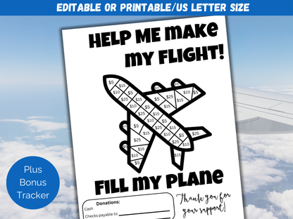 Editable Fill My Plane Fundraiser Template