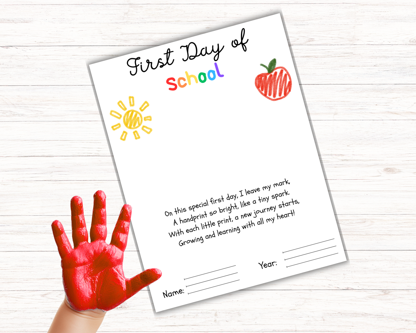 First Day of School Handprint Poem