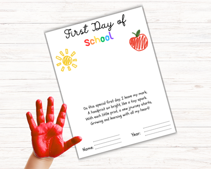 First Day of School Handprint Poem