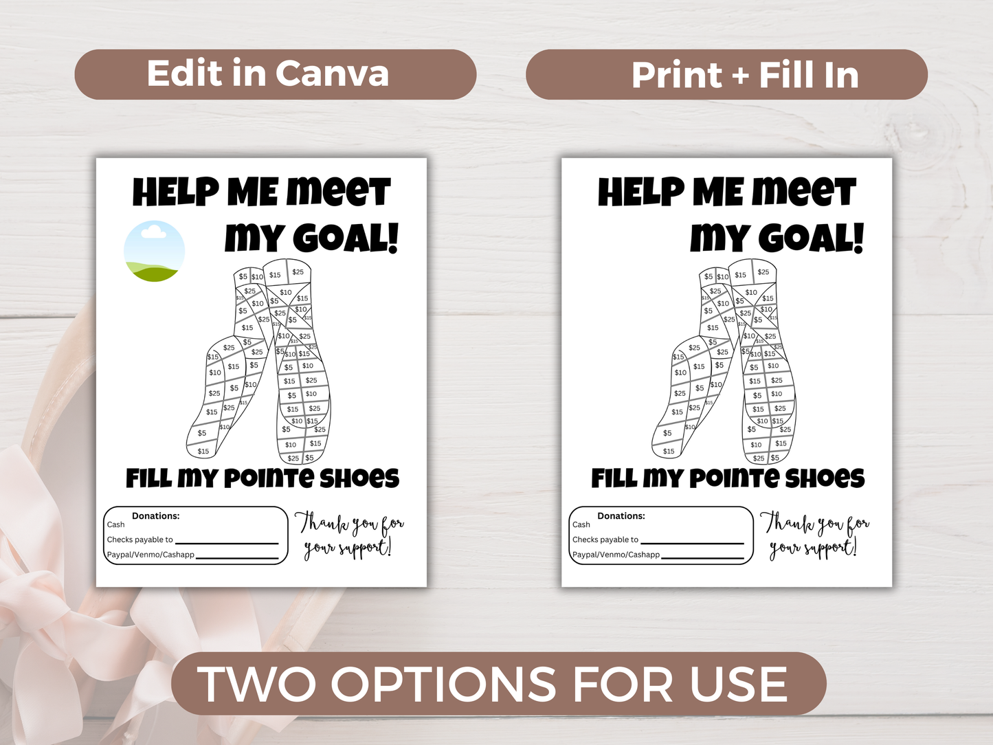 Editable Fill My Ballet Shoe Fundraiser Template