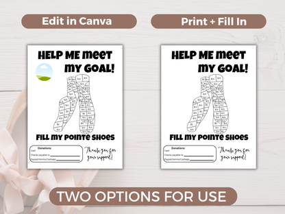 Editable Fill My Ballet Shoe Fundraiser Template