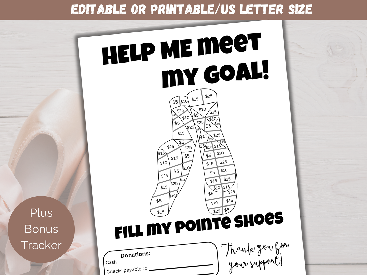 Editable Fill My Ballet Shoe Fundraiser Template