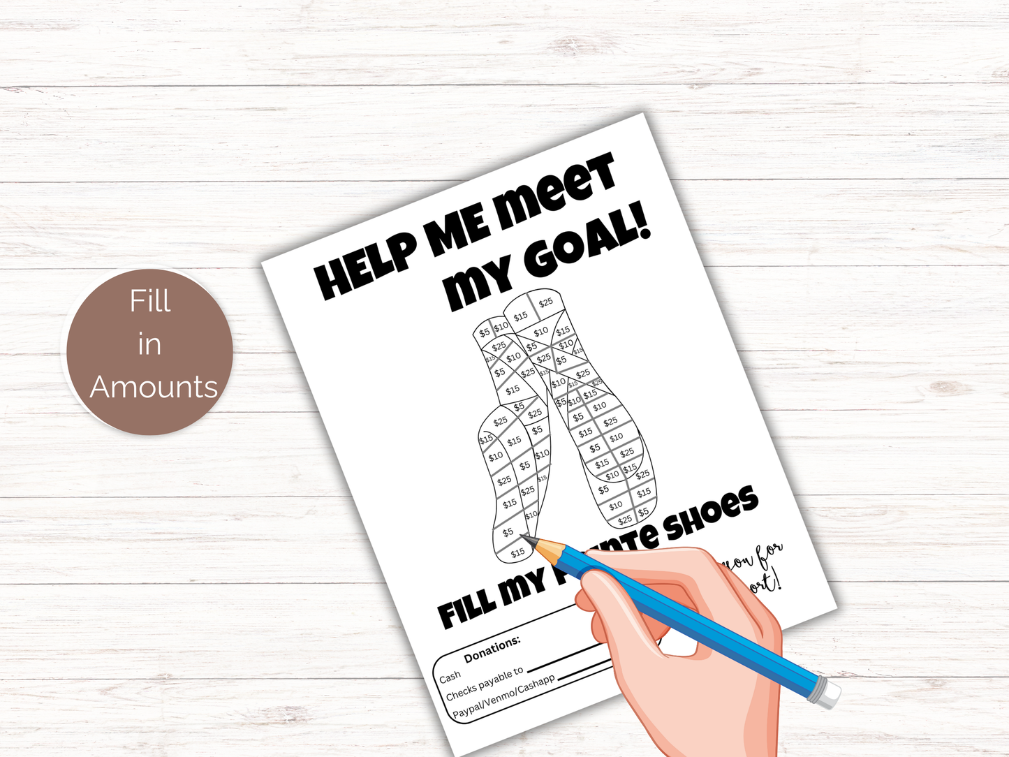 Editable Fill My Ballet Shoe Fundraiser Template
