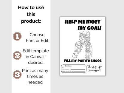 Editable Fill My Ballet Shoe Fundraiser Template