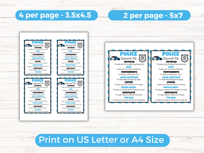 Editable Police Officer Survival Kit Gift Tags