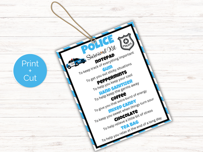 Editable Police Officer Survival Kit Gift Tags