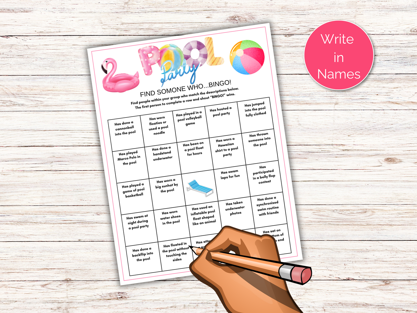 Pool Party Find Someone Who