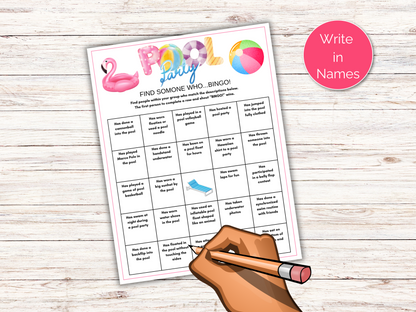 Pool Party Find Someone Who